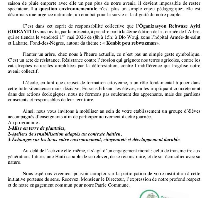 Lettre ouverte aux Directeurs d&rsquo;écoles de la commune de Fond-des-Nègres.
